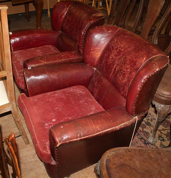 Pair of leather club armchairs(-)